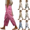 Women's Fashionable Floral Print Drawstring Pocket Elastic Waist Casual Pants
