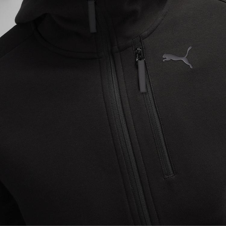 Puma Solid Color Zip Sports Casual Knit Hooded Jacket Men Jackets Black 626143-01