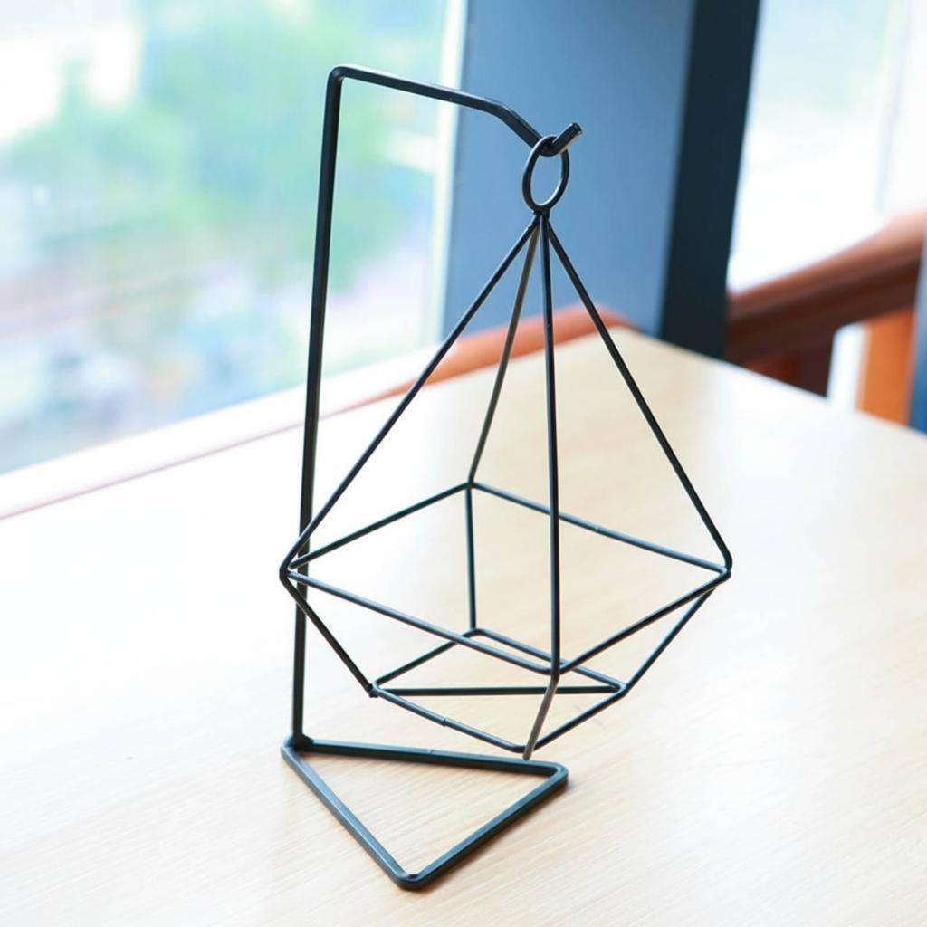 Geometric Air Plant Holder Minimalist Pattern Air Plant Holder Stable Base Geometric Iron Stand Fit Windowsill, Office