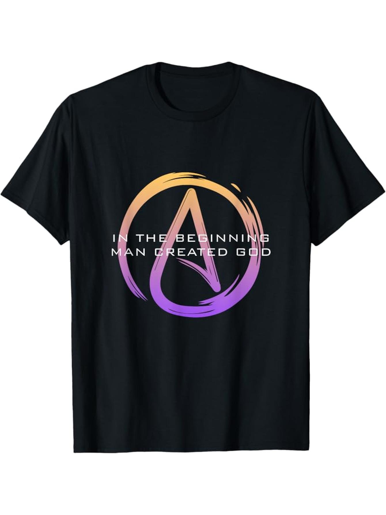 

Mens atheism Tshirt 100 pure cotton shirt funny quote pattern Tshirt short sleeve machine washable adult mens clothing 4XL