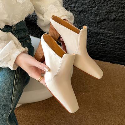 Fashion 2025 Summer New Baotou Half Slippers Women Wear Muller Shoes Thick Heel High Heel Sandals Women's Slippers Genuine Leather Shoes