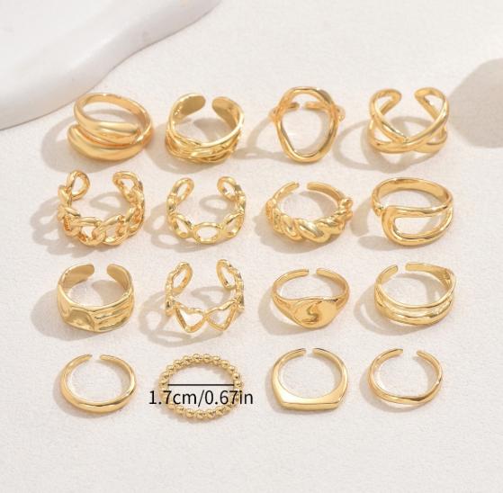 6Pcs/Set Geometric Cuff Rings Set For Women Fashion Chic Smooth Irregular Adjustable Finger Ring Vintage Jewelry Gift 2026