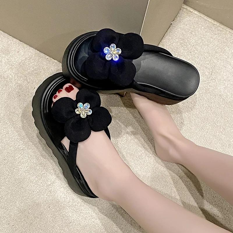 Mode 8CM Plattform Hausschuhe Sandalen Frau Bowknot Dicke Sohle Hausschuhe Frauen Chunky Flip-Flops Sommer Casual Strand Dias Zapatos Mujer