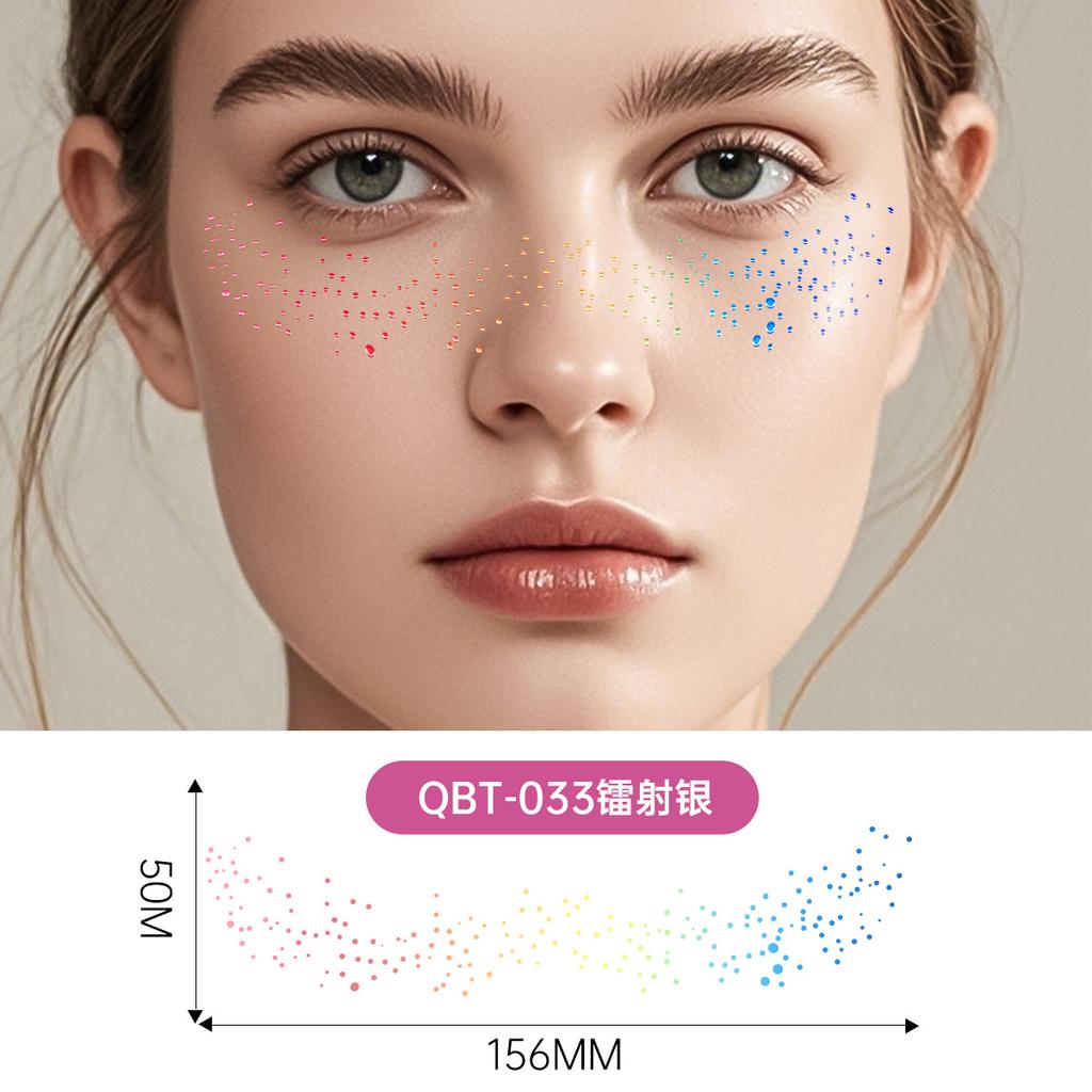 Hot Silver Laser Temporary Facial Tattoo Stickers for Parties and Masquerade Made of White Paper