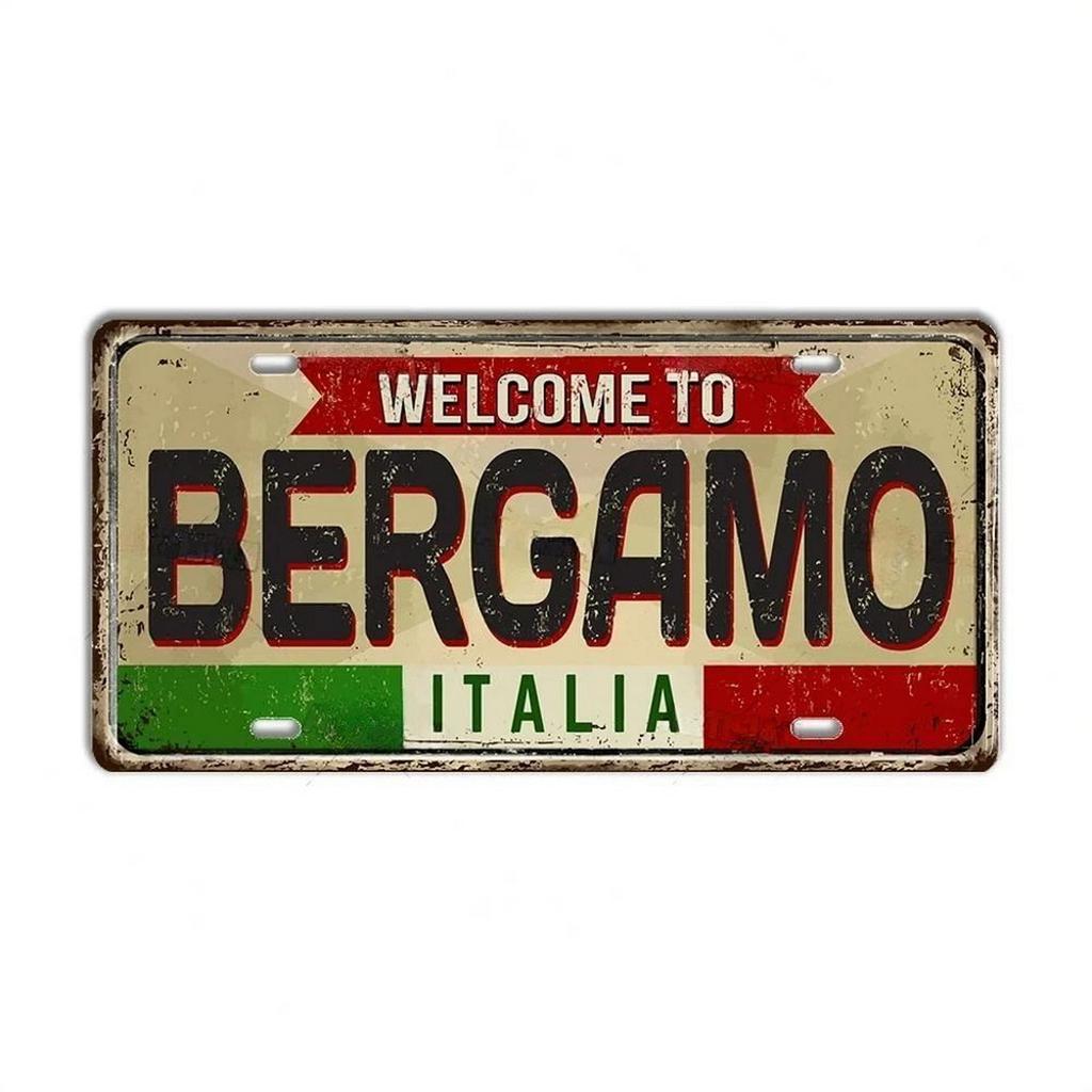 Mfoever Tin Italy License Plates for Wall Art Decoration Metal Tin Signs Vintage Tags Metal Automotive Signs For Cafe Bar Club Garage Pubs