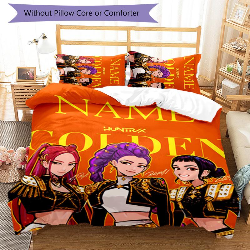 3pcs KPop Demon Hunters7 Cover Set - Personalized Name, HD Printed Bedding with 1 Cover and 2 Pillowcases - Perfect for Home Decor, Easy Care