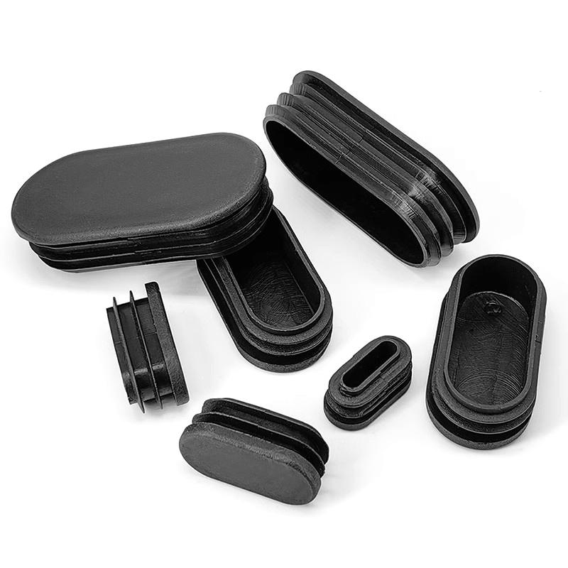 Tapones de Extremo de Cierre de Plástico Rectangular Ovalado Negro para Tubos Tubos Tapones Tapones Tapón para Pies de Mesa Patas de Silla