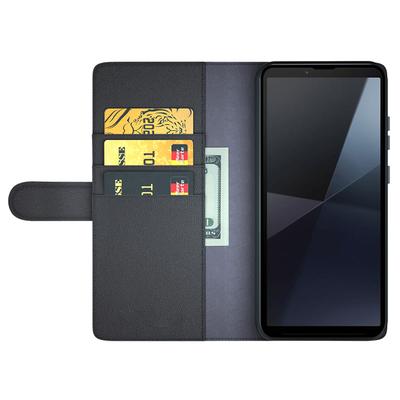 For Sony Xperia 10 VI Case Genuine Split Leather Phone Cover with Wallet Stand