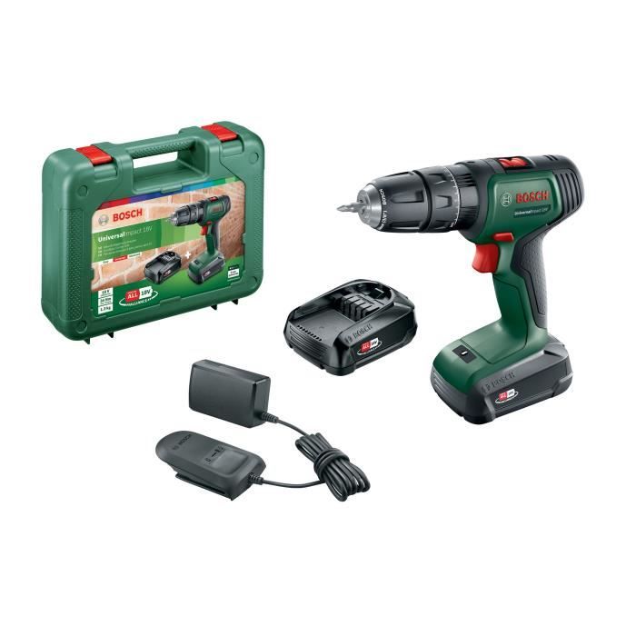Bosch Perceuse Visseuse a Percussion Universal Impact 18V + x2 Batteries 2,0 Ah et Chargeur