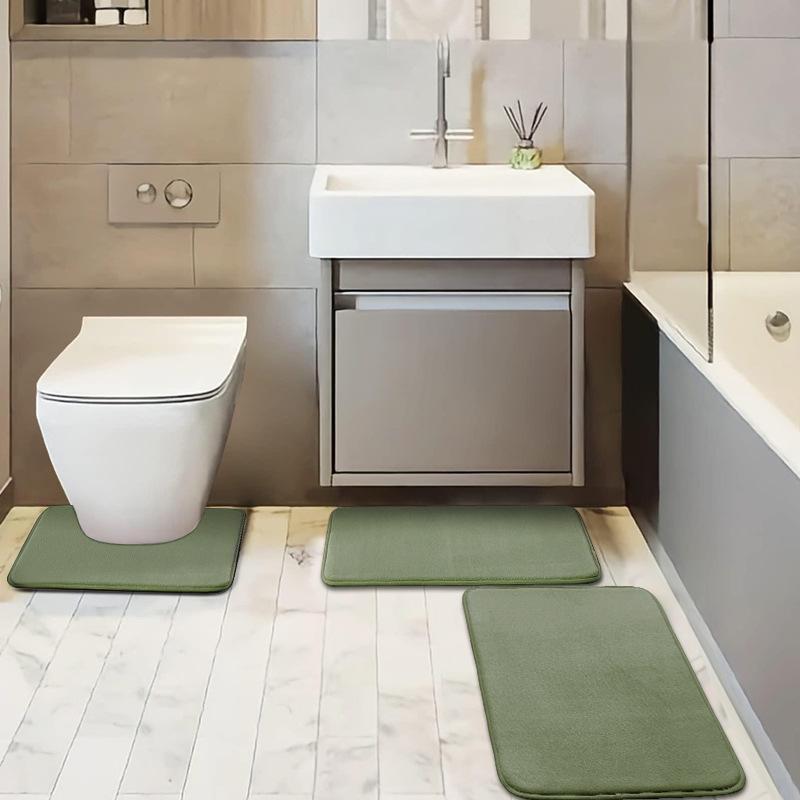 Non-Slip, Absorbent, Dirt-Resistant Bathroom Mats - Simple Style Flannel Floor Mats