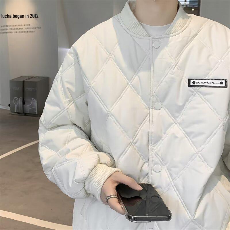 Men's Korean-Style 2025 Winter Jacket: Trendy Cotton with Diamond Quilting - Warm and Casual.