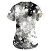 Women Fashion Spring And Summer Oil Painting Print V-neck Short Sleeve Workwear With Pockets Tops