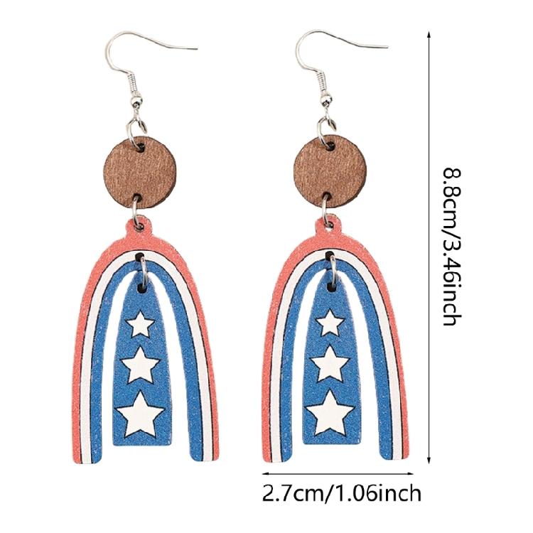 Elegant Star and Stripes Earrings for Independence Day Parties Wooden Earrings Patriotic Ear Accessories for Women