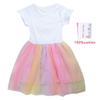 9192 Kinder Mädchen Steal a Brainrot 67 Six Seven Print Kurzarm Baumwolle Lässig Regenbogenkleid