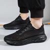 Men's Breathable Black Mesh Running Shoes - Odor-Resistant, Lightweight, Casual, Large Size