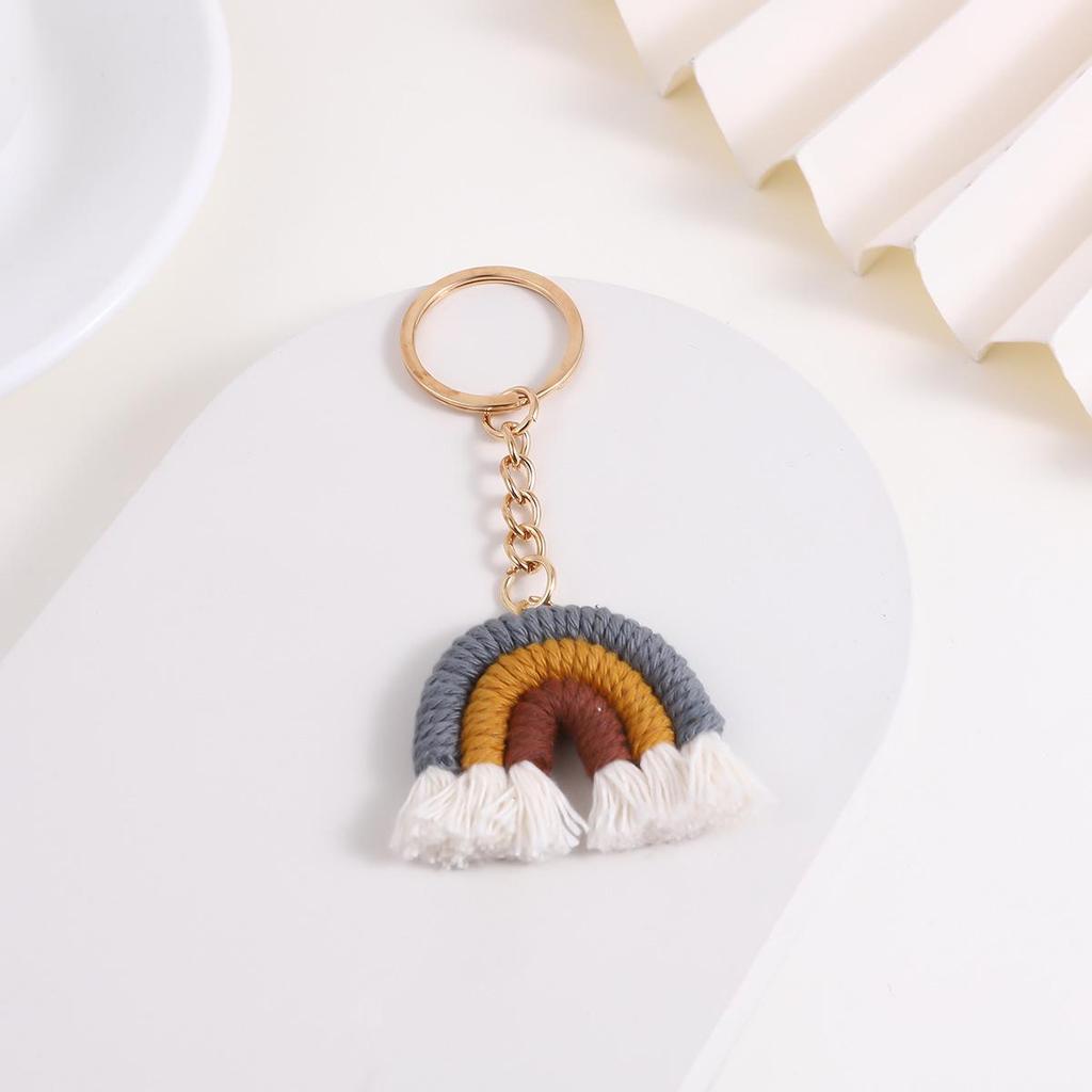 Handmade Knitted Rainbow Keychain Pendant Accessory