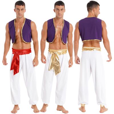 Anime Character Cosplay Mens Halloween Costume Mythical Prince Aladin Carnival Carnival Cosplay Party Outfit Sequin Trim Waistcoat With Be