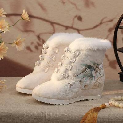 Zapatos de Moda para Mujer Bordado Zapatos Hanfu para Mujer Estilo Étnico Ropa de Calle Invierno Mantener Caliente Estilo Chino Vintage Casual
