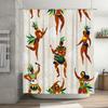 Festive Party Shower Curtain Decor Tiki Island Style with Colorful Dancing Women Pattern for Bathroom Home Decoration