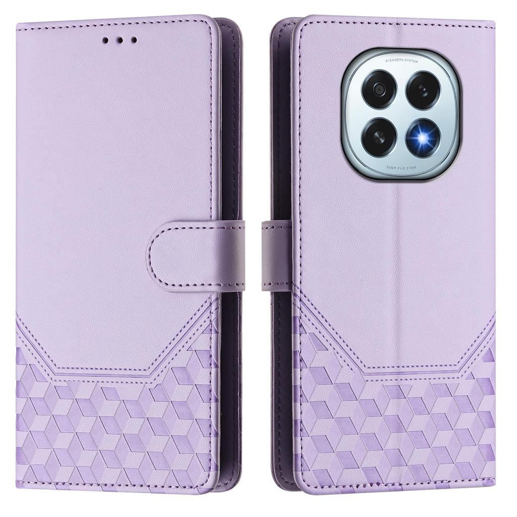 For Oppo F29 5G Case Imprinted Honeycomb RFID Blocking Leather Phone Cover with Strap
