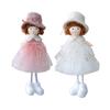 Christmas Angel Doll Hanging Decoration Top Hat Lace Dress Long Legged Plush Girl Hanging Ornament Holiday Party Pendant