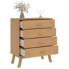 Vidaxl Olden Chest of Drawers, Brown, Solid Pine Wood