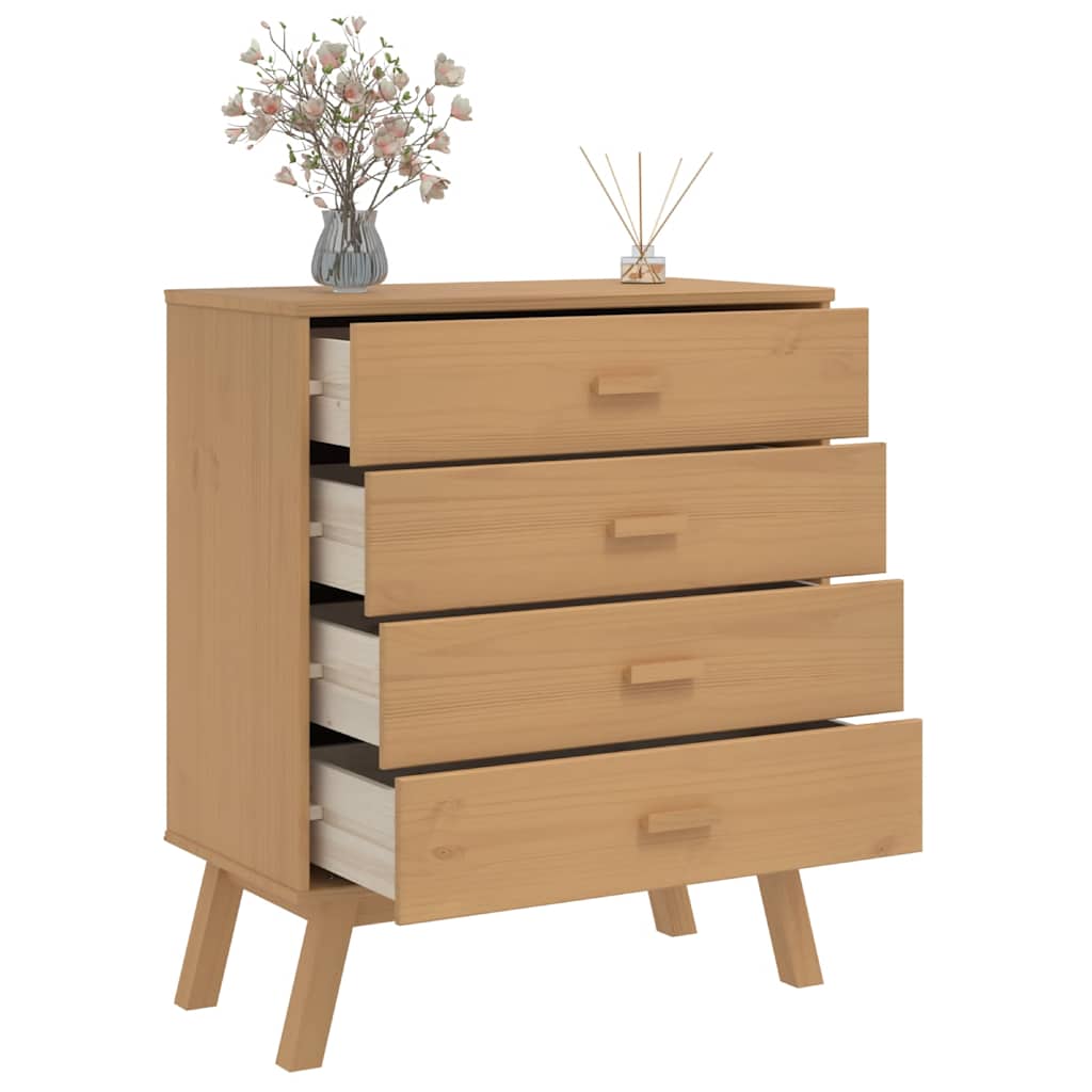 Vidaxl Olden Chest of Drawers, Brown, Solid Pine Wood