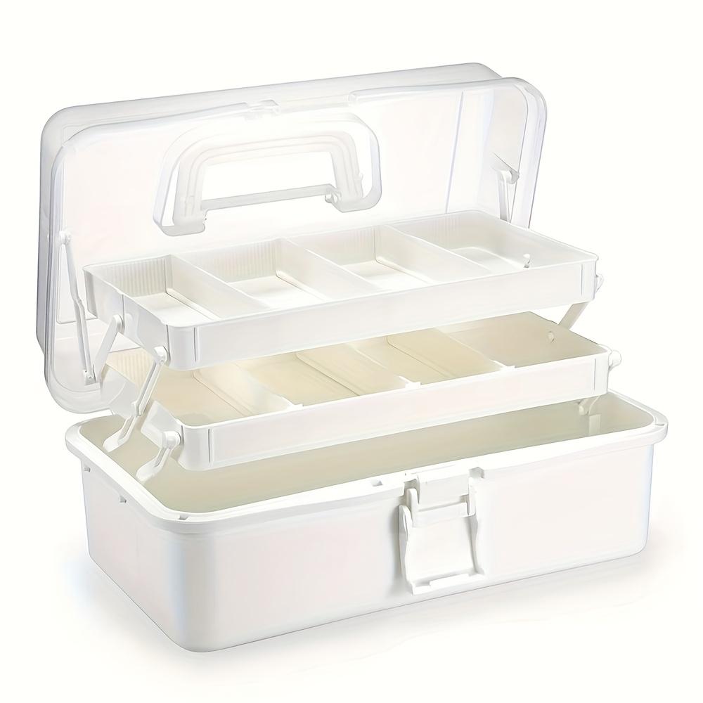 3-Layer Plastic Dividing Storage Box Craft Organizer and Storage with Adjustable Spacers Portable Handled Art Supply Organizer
