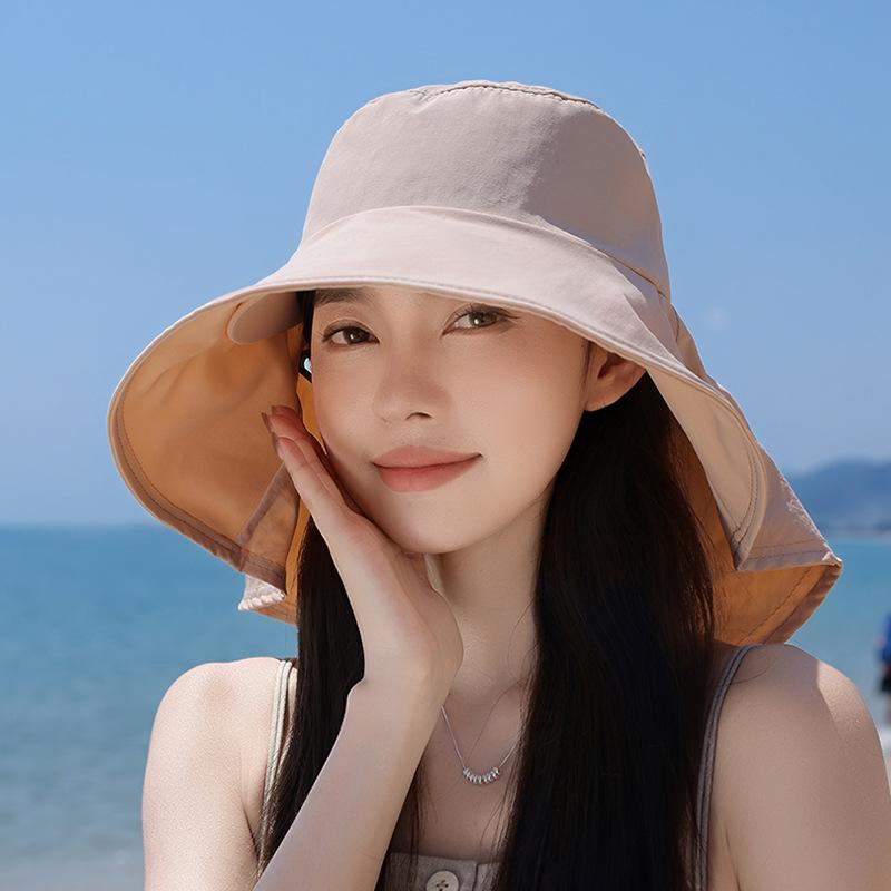 Spring and summer outdoor double-eave sunscreen hat fashion shawl sun hat children's quick-drying waterproof bucket hat