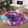 1pc Anime Wolf Round Carpet Office Chair Mat, Non Slip Rug for Home Decor, Gift, Office, Living Room, Bedroom