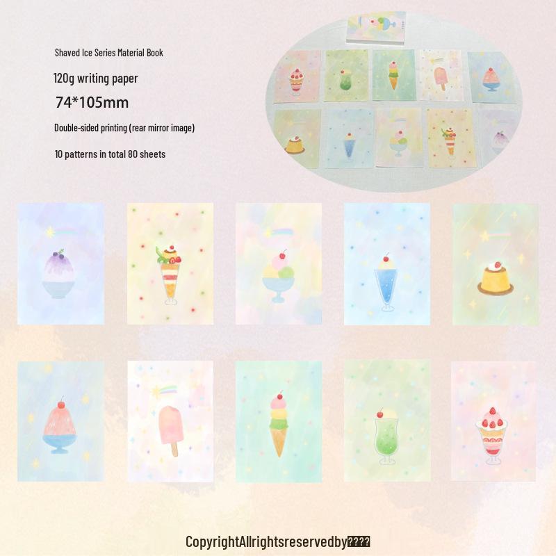 CaiCaiXuanXuan Four Seasons Shaved Ice Journal: M5 Size, Double-Sided, Salt-Style Paper, 10 Unique Backgrounds