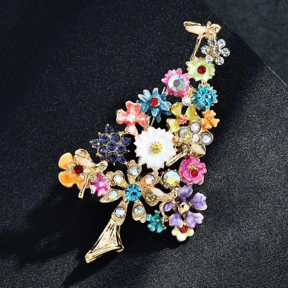 New Colored Enamel Geometric Zircon Flower Christmas Tree Brooch Trendy Fashion Exquisite Christmas Party Accessories Gift
