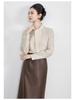 Tencel Wool Rabbit Ear Collar Lace-up Long Sleeve Women's Shirt for Autumn/Winter