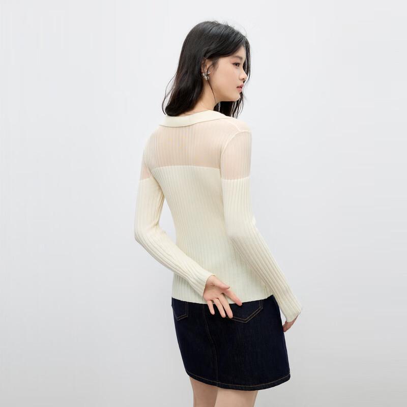 Qiushui Yiren Women's Ribbed V-Neck Knit Sweater