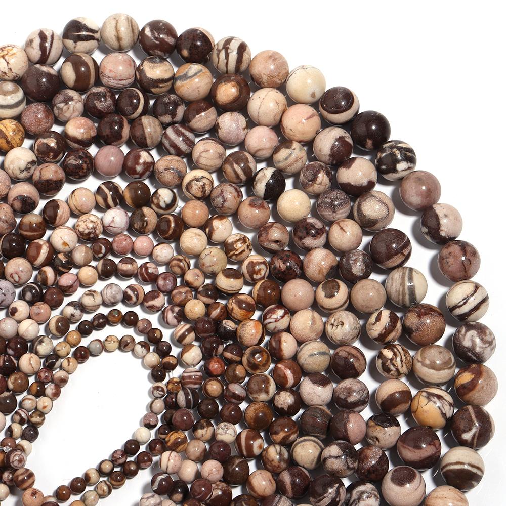 Natural Stone Beads 4 6 8 10 12mm Coffee Stripe Zebra Stone Round Loose Beads For Jewelry Making DIY Bracelets Necklace Supplies