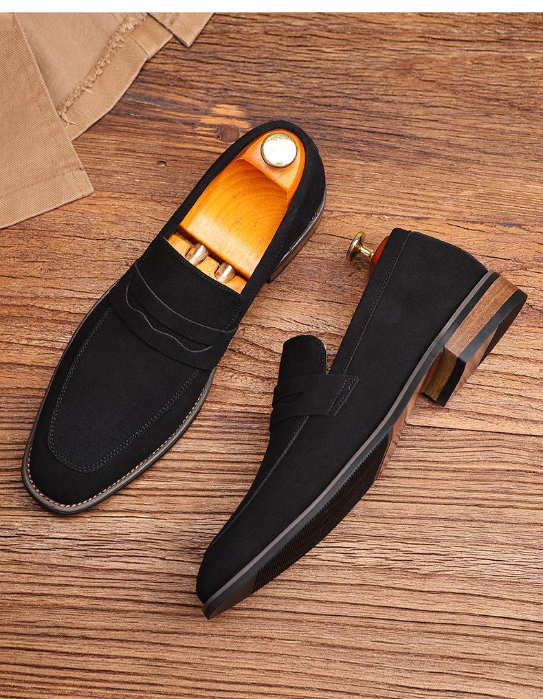 Fashion Men's Classic Retro Penny Loafers Moccasins Cow Suede Fashion Men's Leather Casual Shoes Mens Outdoor Driving Slip-on Flats