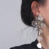 Exaggerated Big Flower Long Tassel Earrings Temperament Stud Earrings Women Earrings  Party