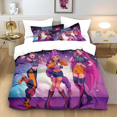 Set Copripiumino 3 Pezzi a Tema Kpop Demon Hunters Misura Singola UE Set Letto Copripiumino Copripiumino Per Bambini Adulti K Pop Huntrix