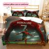 Lenjerie de pat cu model Cristiano Ronaldo Decorațiune pentru casă Cadou de ziua de naștere (1 * husă de pilotă + 2 * fețe de pernă, fără miez),merchandise pentru fani.