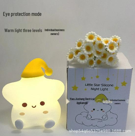 

Creative Silicone Star Night Light: Cute, High-End Bedside Atmosphere Lamp 1W with Box and USB Cable