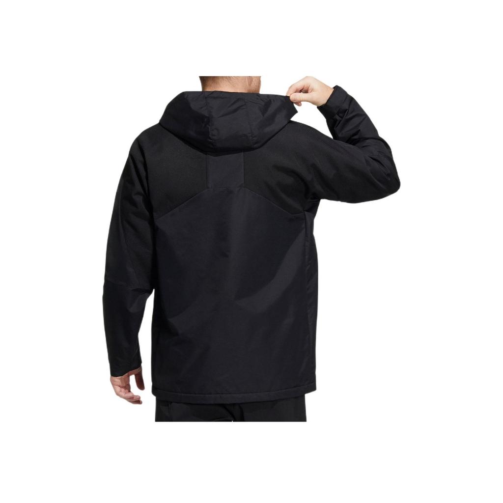 Adidas Solid Color Hooded Zip Jacket Men Outerwear Black HE7401