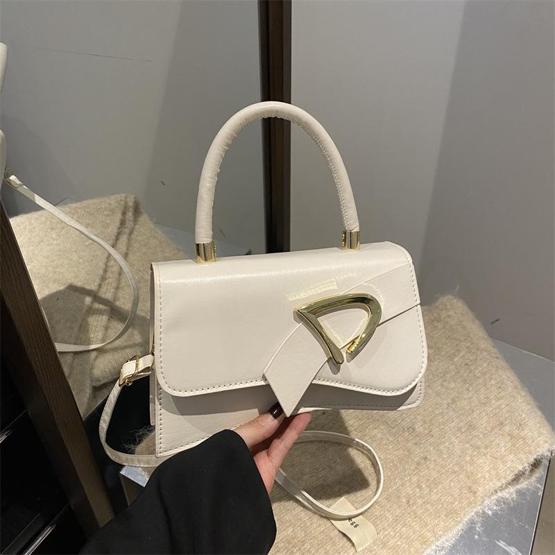 

Niche design personalized trend small square bag solid color trend simple women s bag oblique span handbag белый