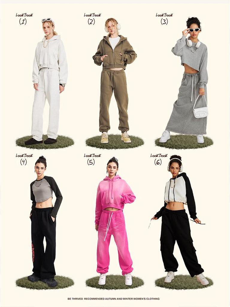 BE Women's 2024 Autumn/Winter Fashion: Hot Girl Washed Cardigan Suit & Short Sports Sweater Dress.