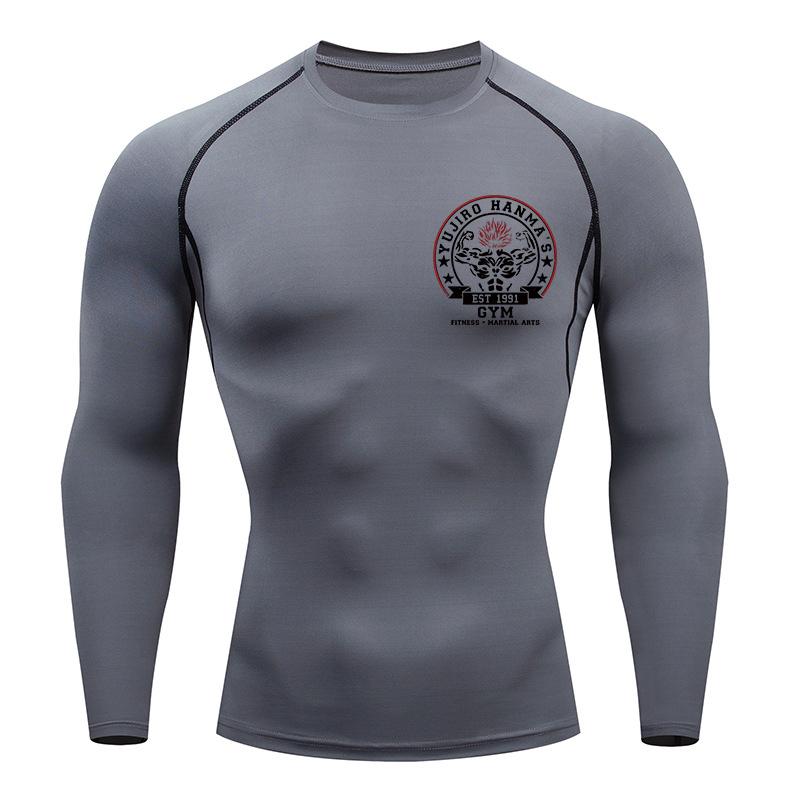 Baki Print Compression Shirts for Men Athletic Quick Dry Tshirts Tees Tops Gym Workout Fitness Undershirts Baselayers Rash Guard