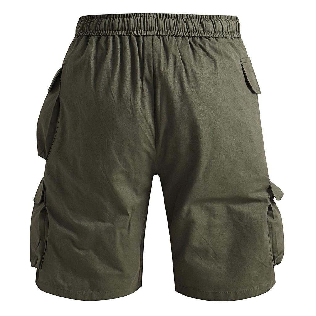 Men Casual Cargo Shorts Multi Pocket Summer Athletic Elastic Waist Five Pocket Work Shorts for Outdoor Activities