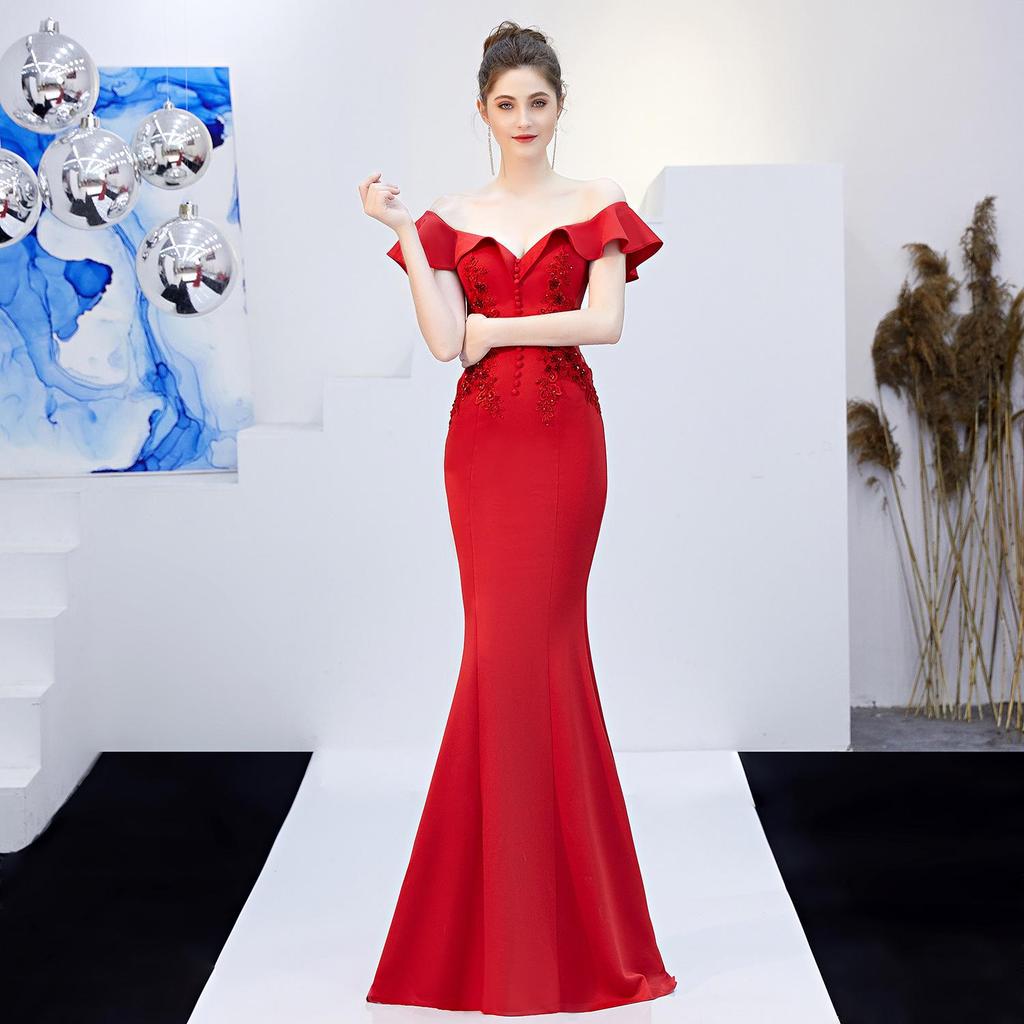 Braut Langer schlanker Fischschwanzrock Hochzeit Abendkleid Mädchen Abendkleider