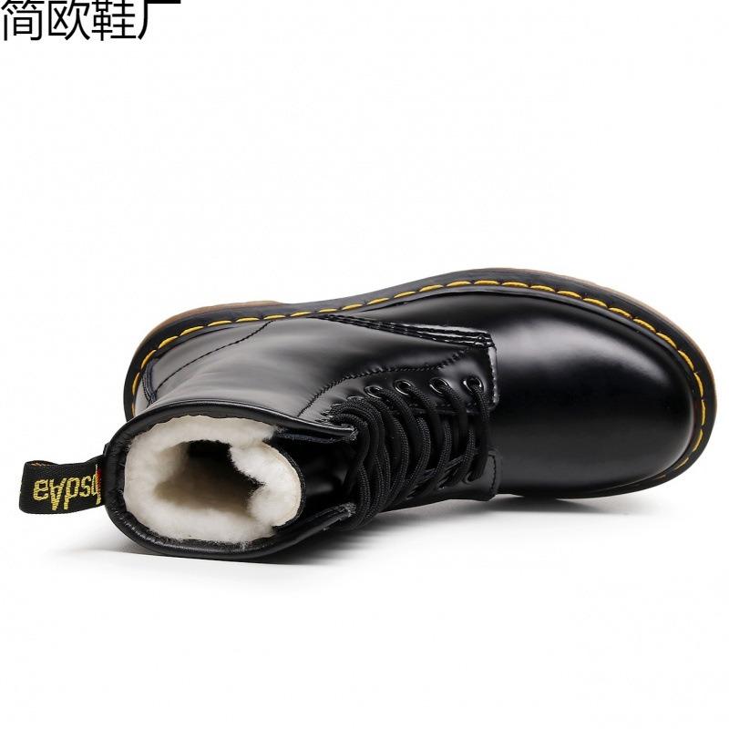 Real wool high-top tooling boots women's classic hard leather open-edged bead short boots men's and women's genuine leather boots