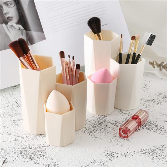 3 Lattices Cosmetic Make-Up Brush Storage Box Table Organizer Pen Storage Makeup Nail Polish Cosmetic Holder Box