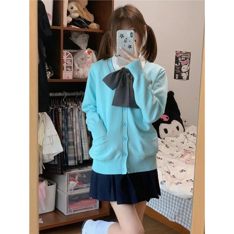 

Women s School-Style JK Cardigan: New Design, Loose Fit, Versatile Long-Sleeved Knit Sweater for Students Large