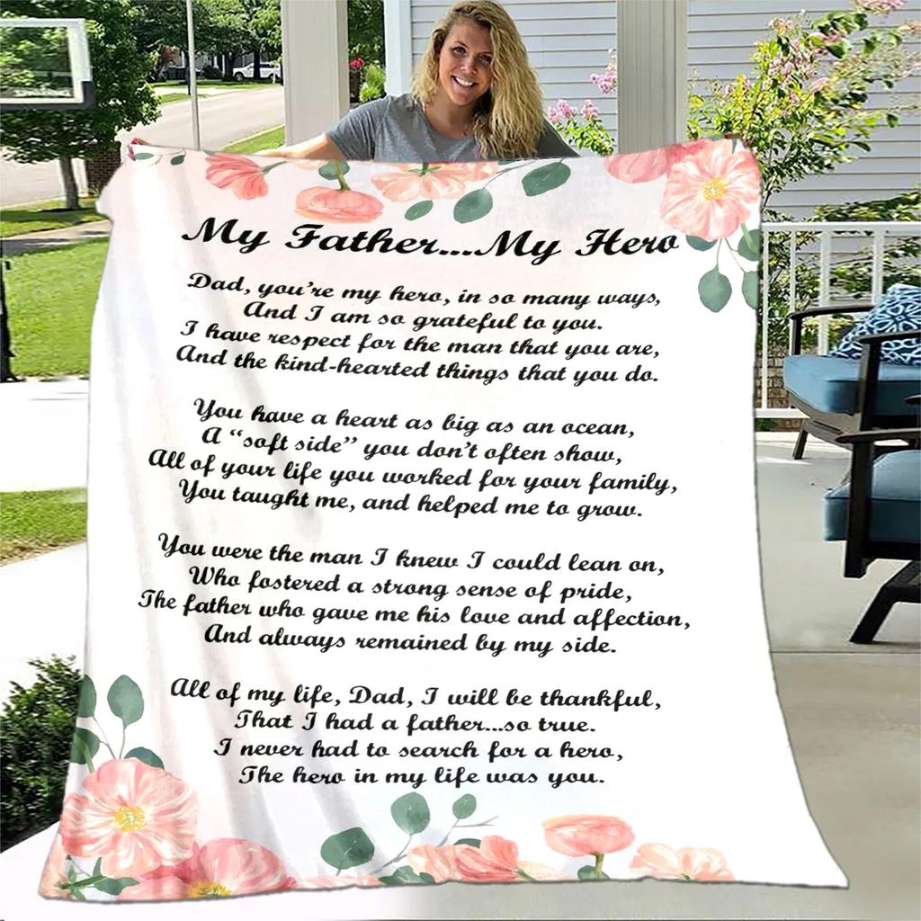 To My Father Dad Letter Gift Series Blanket,Soft Throw Blanket for Home Bedroom Bed Sofa Picnic Travel Office Cover Blanket Kids